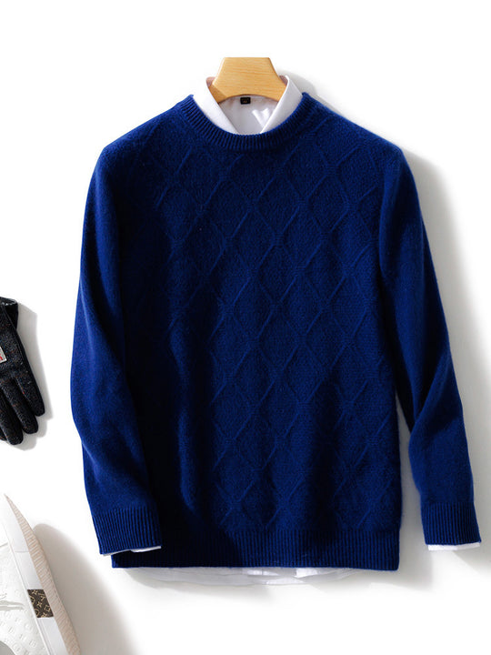 Herren Strukturierter Rauten‑Strickpullover mit Rundhalsausschnitt und kaschmirähnlicher Weichheit Shop Nory
