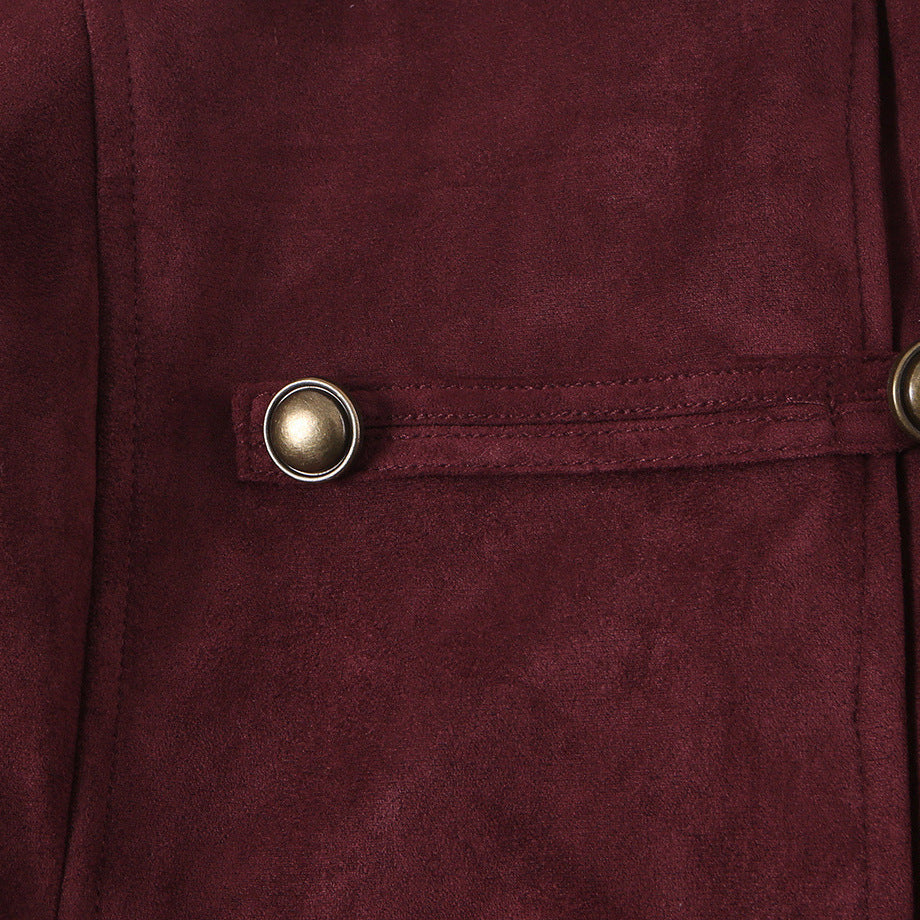 Damen Taillierte Paradejacke aus Veloursimitat mit hoher Knopfsteg‑Blende und Schulterpatten Shop Nory