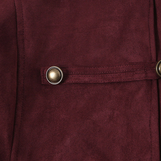 Damen Taillierte Paradejacke aus Veloursimitat mit hoher Knopfsteg‑Blende und Schulterpatten Shop Nory