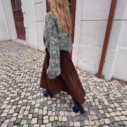 Damen Oversize Jacquard-Pullover aus weichem Mohair‑Mix mit Rundhalsausschnitt Shop Nory