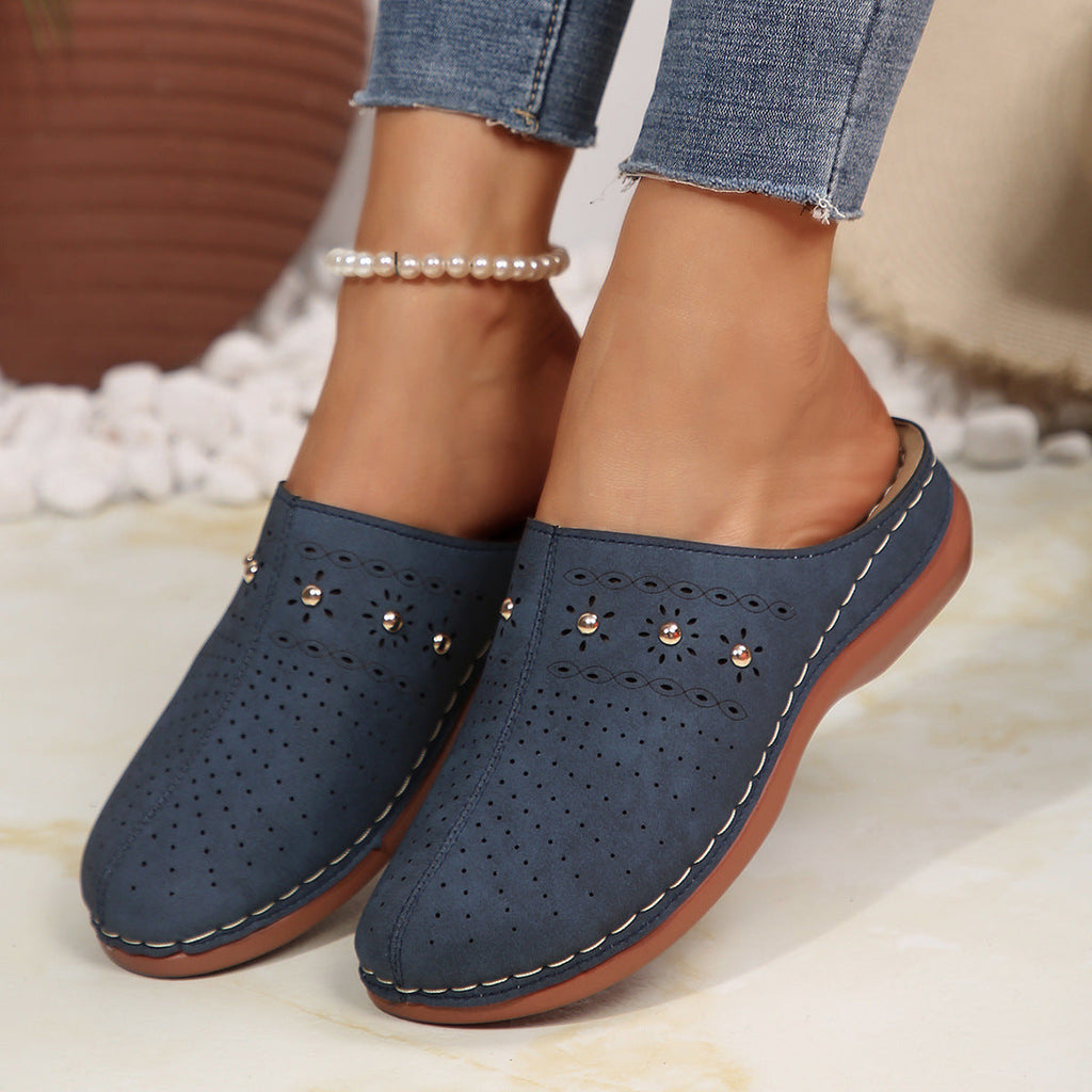 Damen bequeme Clogs mit atmungsaktiven Löchern und eleganten Verzierungen Shopnory