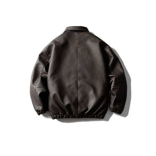 Herren Oversized Kunstleder‑Fliegerblouson mit Pattentaschen, verdecktem Verschluss und elastischem Saum Shop Nory