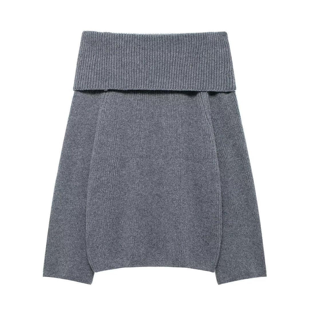 Damen Schulterfreier Oversize-Feinstrickpullover mit breitem Umschlagkragen Shop Nory