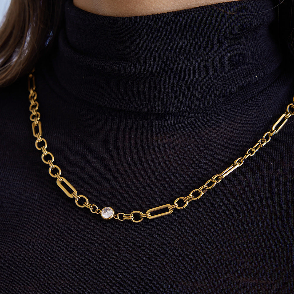 Damen Edelstahlkette mit funkelndem Zirkonia und verstellbarem Design Shop Nory