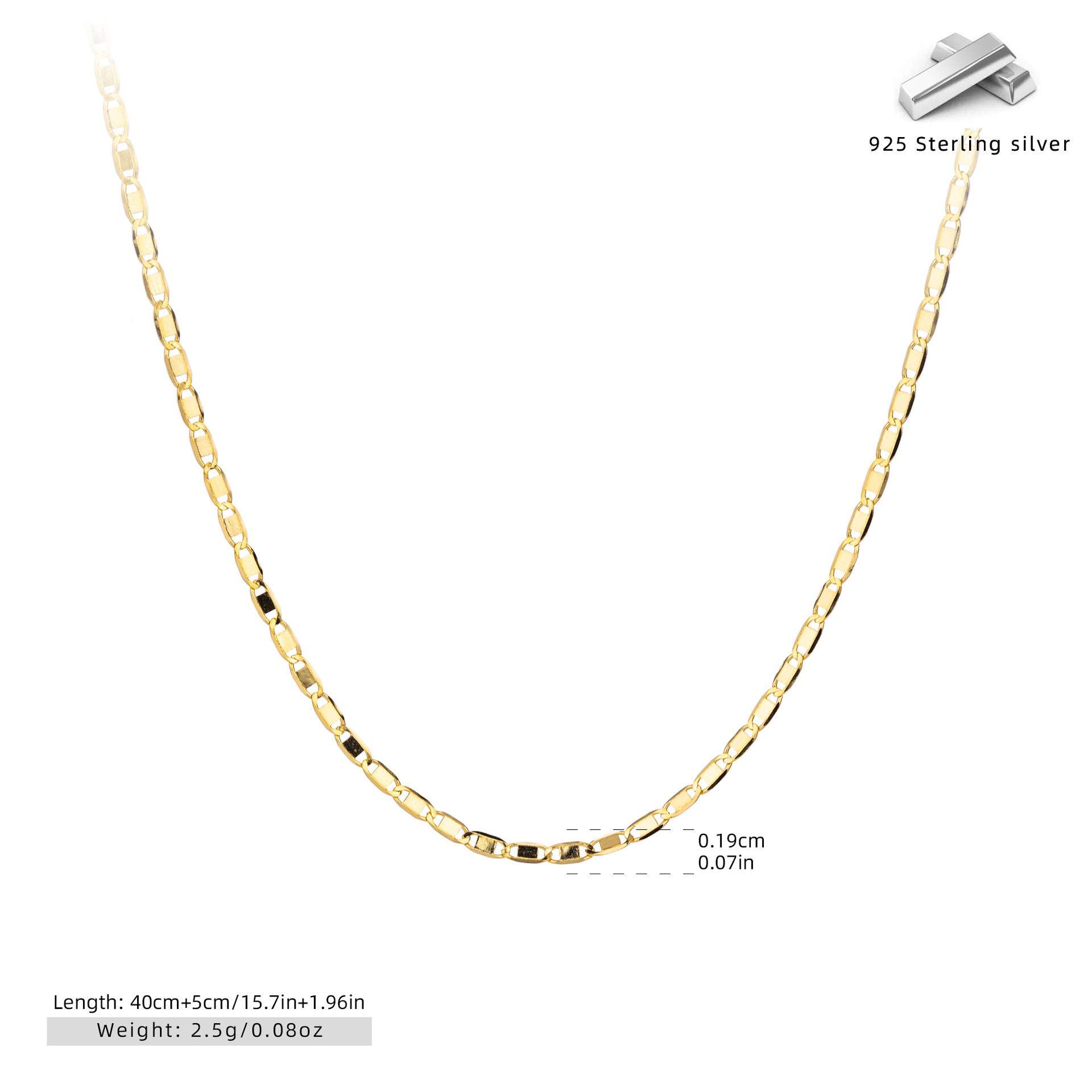 Damen Kette aus hochwertigem 925 Sterling Silber mit eleganten Gliederdesign Shop Nory