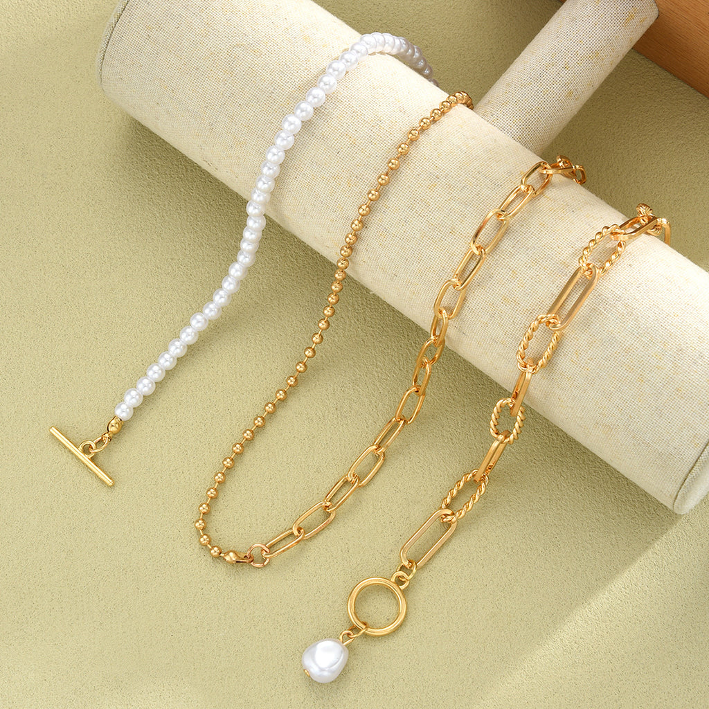 Damen mehrlagige Halskette mit eleganten Perlen und modischen Kettendesigns Shop Nory