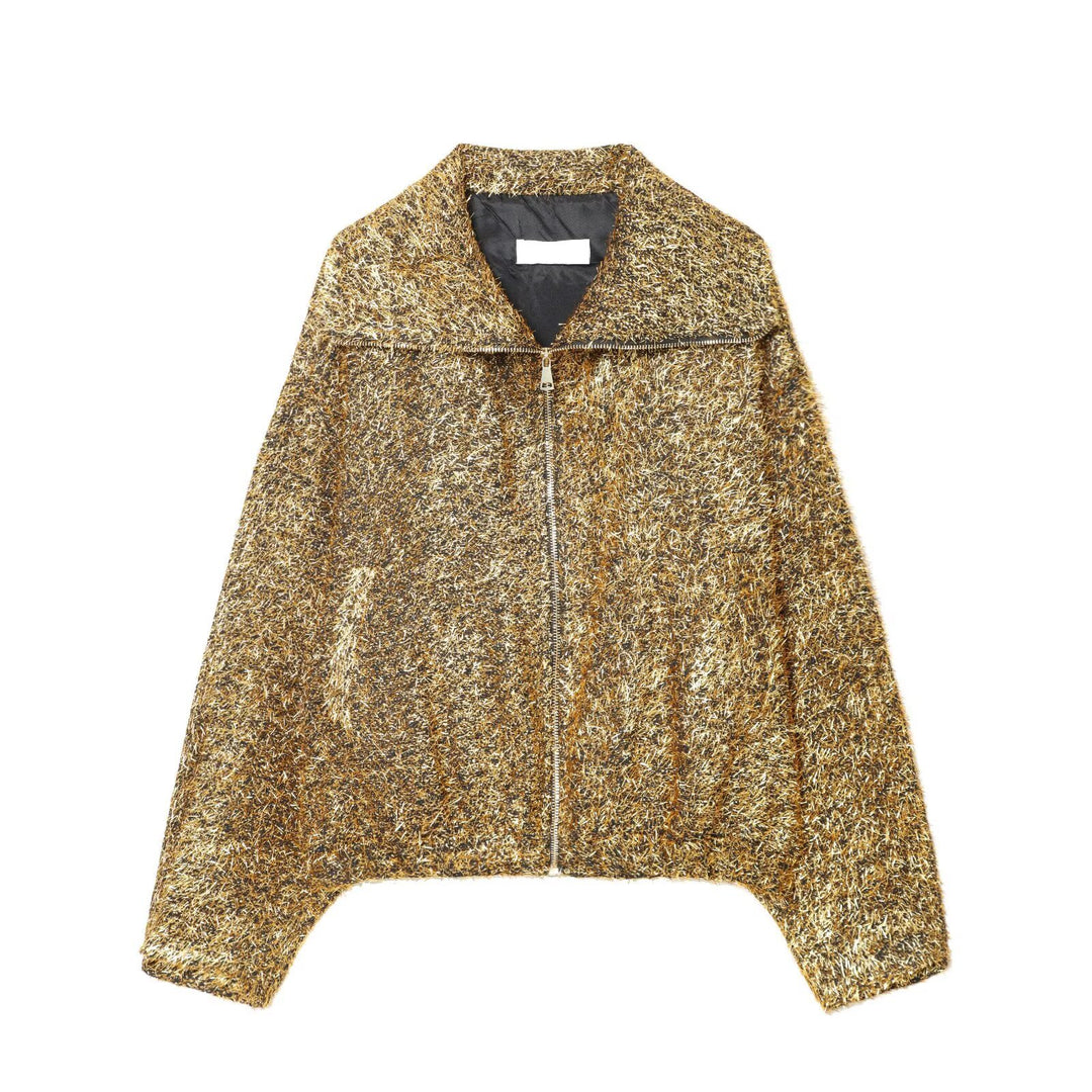 Damen Kurz geschnittener Bouclé-Blouson mit Metallic-Effekt und durchgehendem Reißverschluss Shop Nory