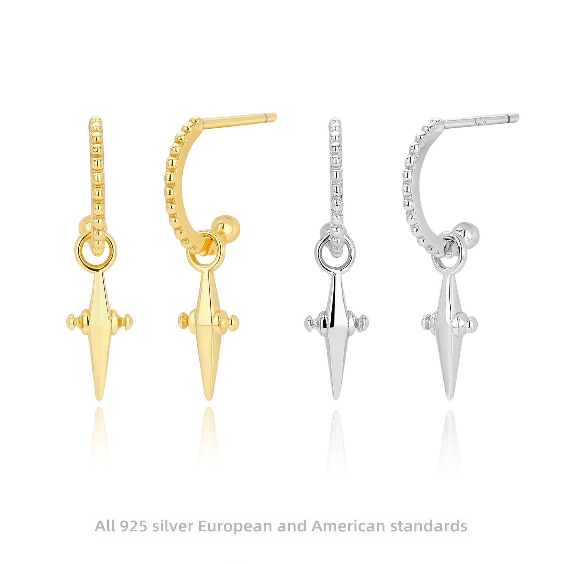 Damen Ohrhänger mit stilvollem Spikes-Design aus 925 Sterling Silber Shop Nory