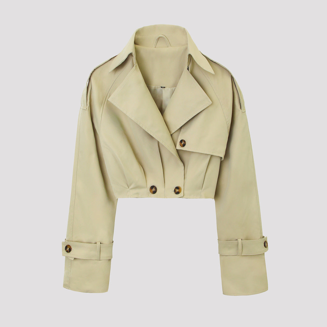 Damen Kurzjacke im Trenchcoat‑Stil mit weitem Revers Shop Nory