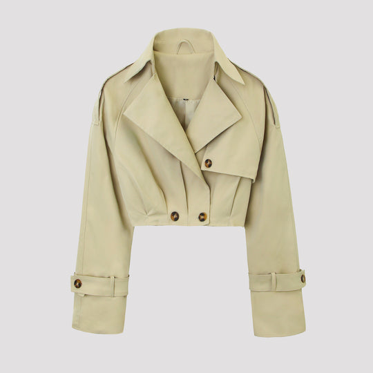 Damen Kurzjacke im Trenchcoat‑Stil mit weitem Revers Shop Nory