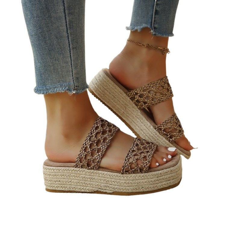 Damen Komfortable und geflochtene Wedge-Sandalen