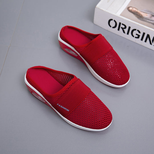 Damen Halbschuh-Slipper mit atmungsaktivem Strickobermaterial, elastischem Mittelfußriemen und Dämpfungssohle Shop Nory
