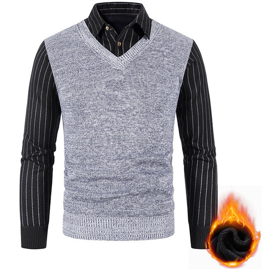 Herren Thermo-gefütterte V-Ausschnitt Strickweste mit Rippbündchen Shop Nory