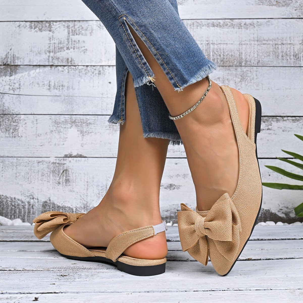 Damen Slipper mit dekorativem Schleifen-Detail Shopnory