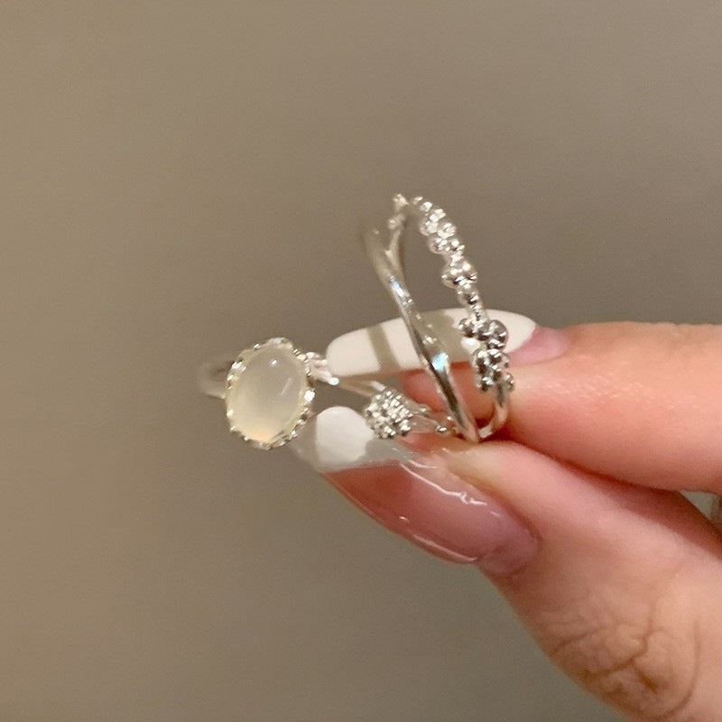 Damen Offener Ring mit funkelnden Zirkonia-Elementen Shop Nory