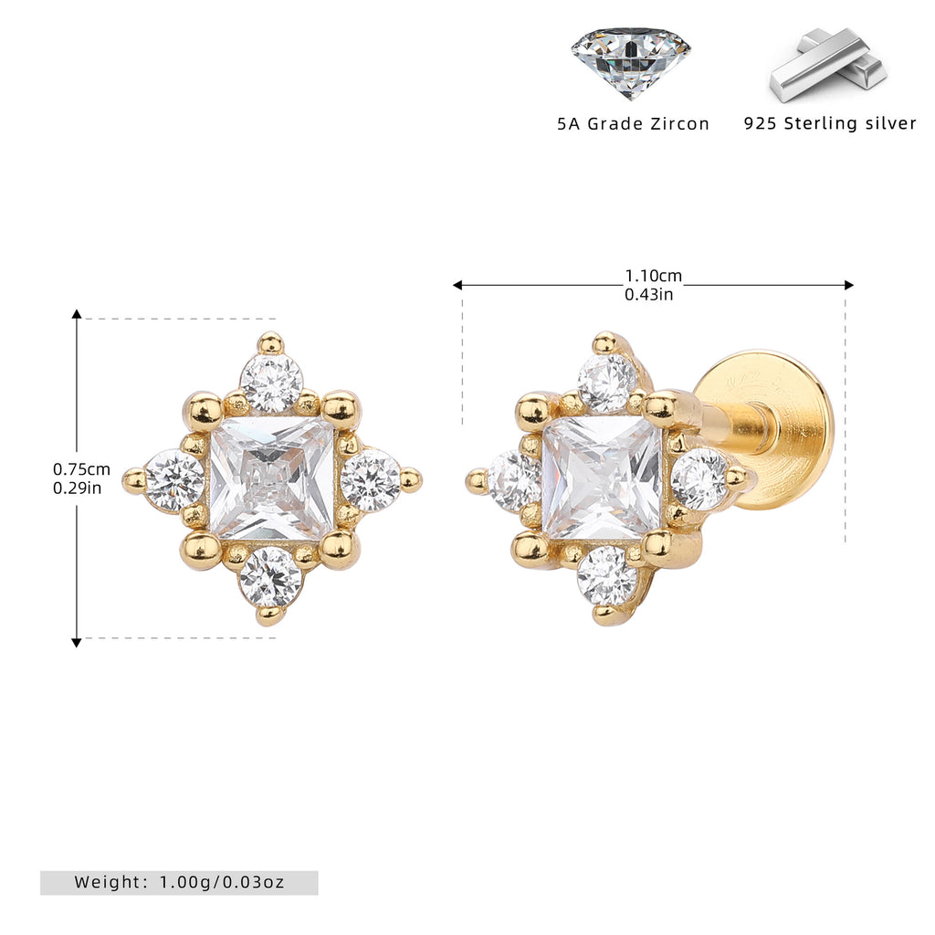 Damen Ohrstecker mit luxuriösem Zirkonbesatz und hochglänzender 925 Sterling Silberfassung Shop Nory