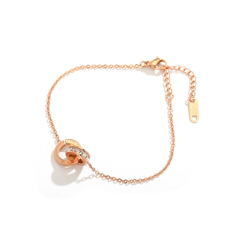 Damen elegantes Armband mit doppeltem Ringdesign und funkelnden Zirkonia Shop Nory