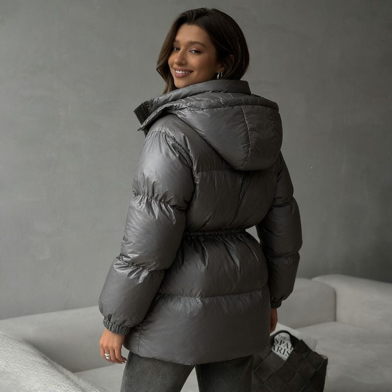 Damen Modische Kapuzenjacke mit Taillenzug