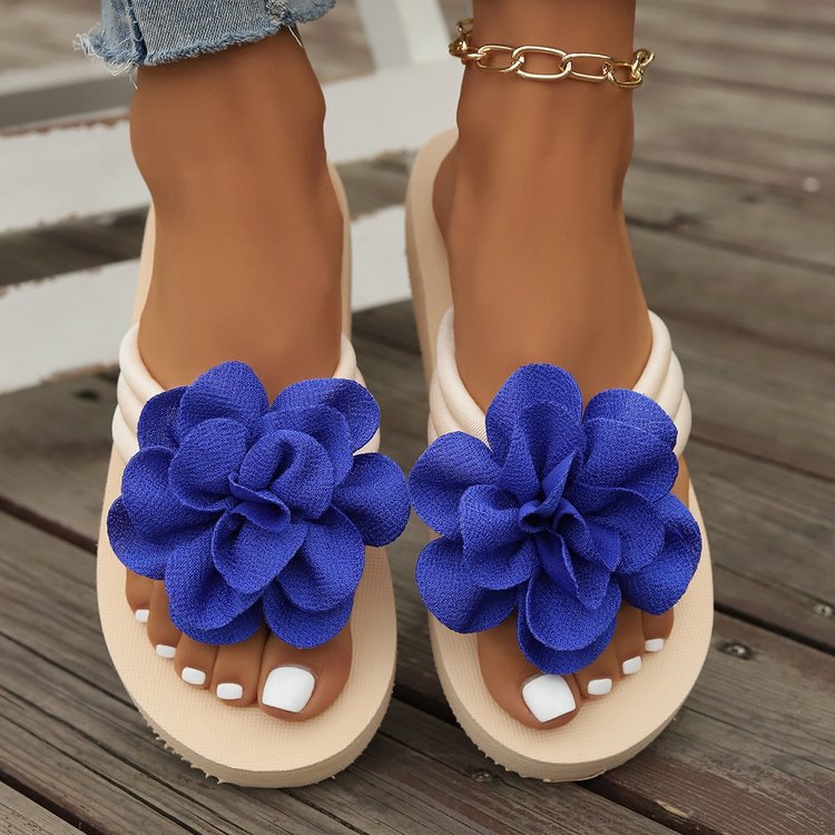 Damen modische Zehentrenner-Sandalen mit dekorativem Blütendesign