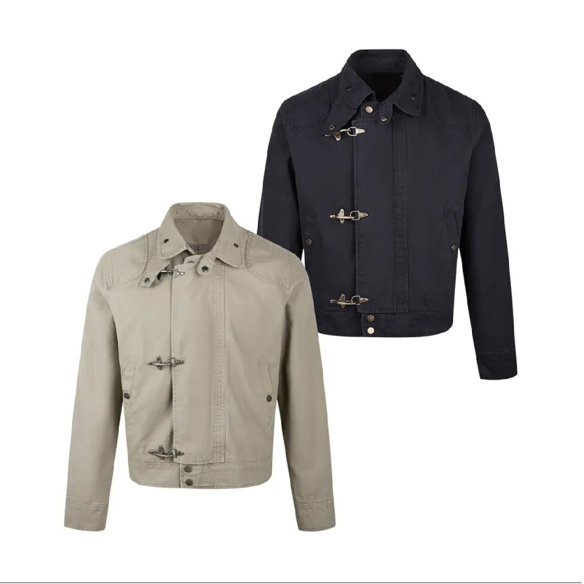 Herren modische Kurzjacke mit innovativen Schnallen und praktischem hochgeschlossenem Kragen