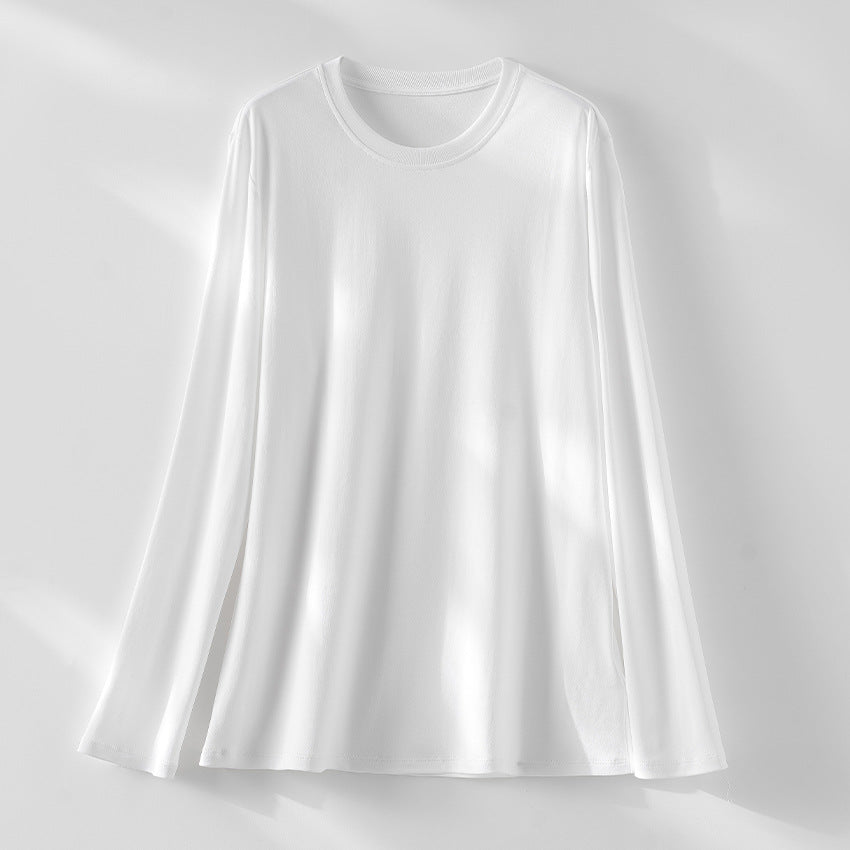 Damen Langärmeliges Feines Modal-Basicshirt mit Rundhalsausschnitt Shop Nory