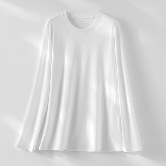 Damen Langärmeliges Feines Modal-Basicshirt mit Rundhalsausschnitt Shop Nory