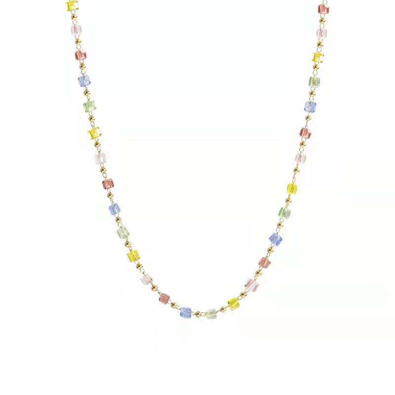 Damen farbenfrohe Gliederhalskette aus hochwertigem Glas Shop Nory