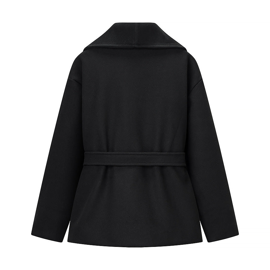 Damen Kurzer Wollmix-Mantel mit weitem Schalkragen und Taillengürtel Shop Nory