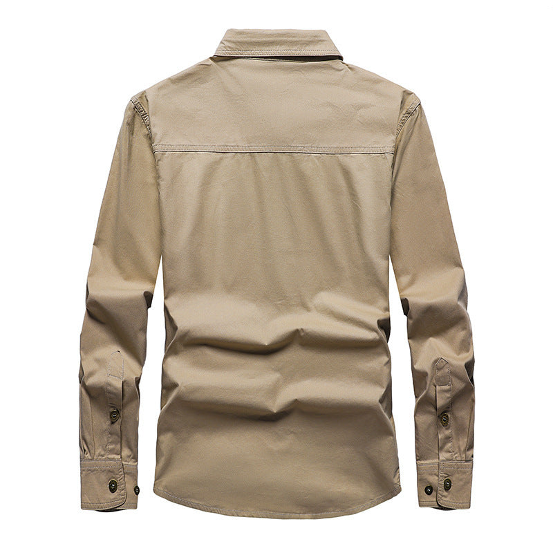 Herren Leichtes Canvas-Workerhemd mit Multifunktions-Brusttaschen und Hemdkragen Shop Nory