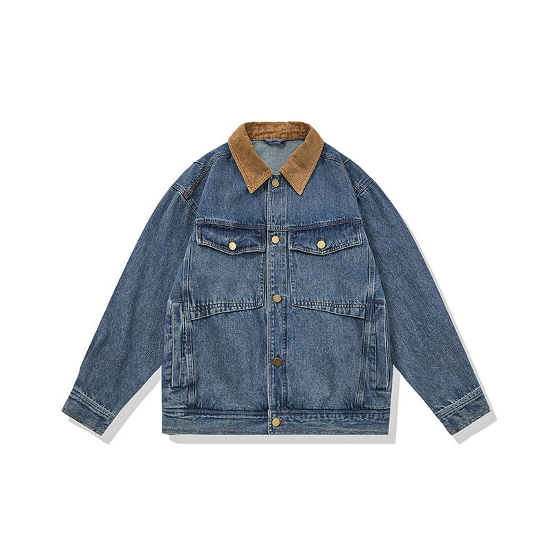 Herren Boxy Denim‑Blousonjacke mit Cordkragen und Multifunktionspattentaschen Shop Nory