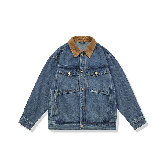 Herren Boxy Denim‑Blousonjacke mit Cordkragen und Multifunktionspattentaschen Shop Nory