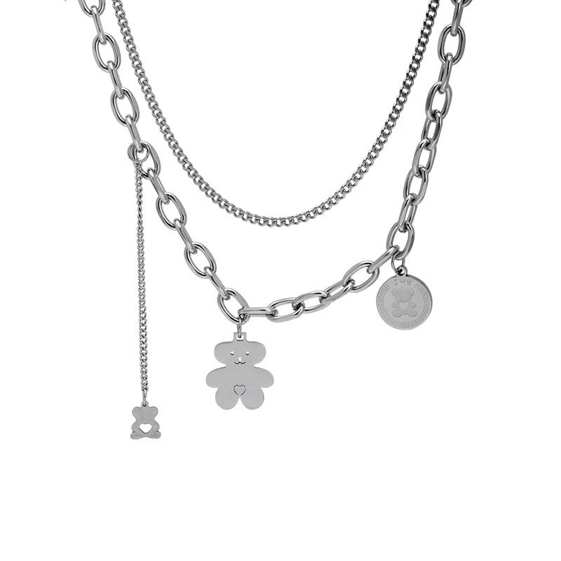 Damen Halskette mit charmantem Bärchenanhänger und inspirierendem Spruch Shop Nory