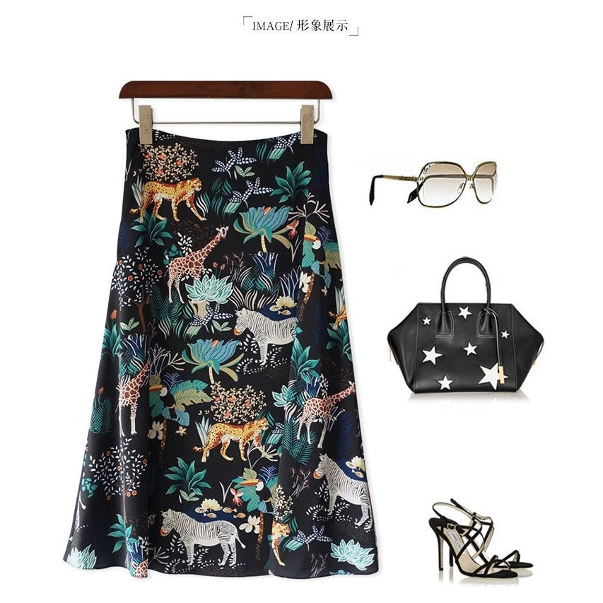 Damen Midi-Rock mit floralem Tierdruck Shop Nory