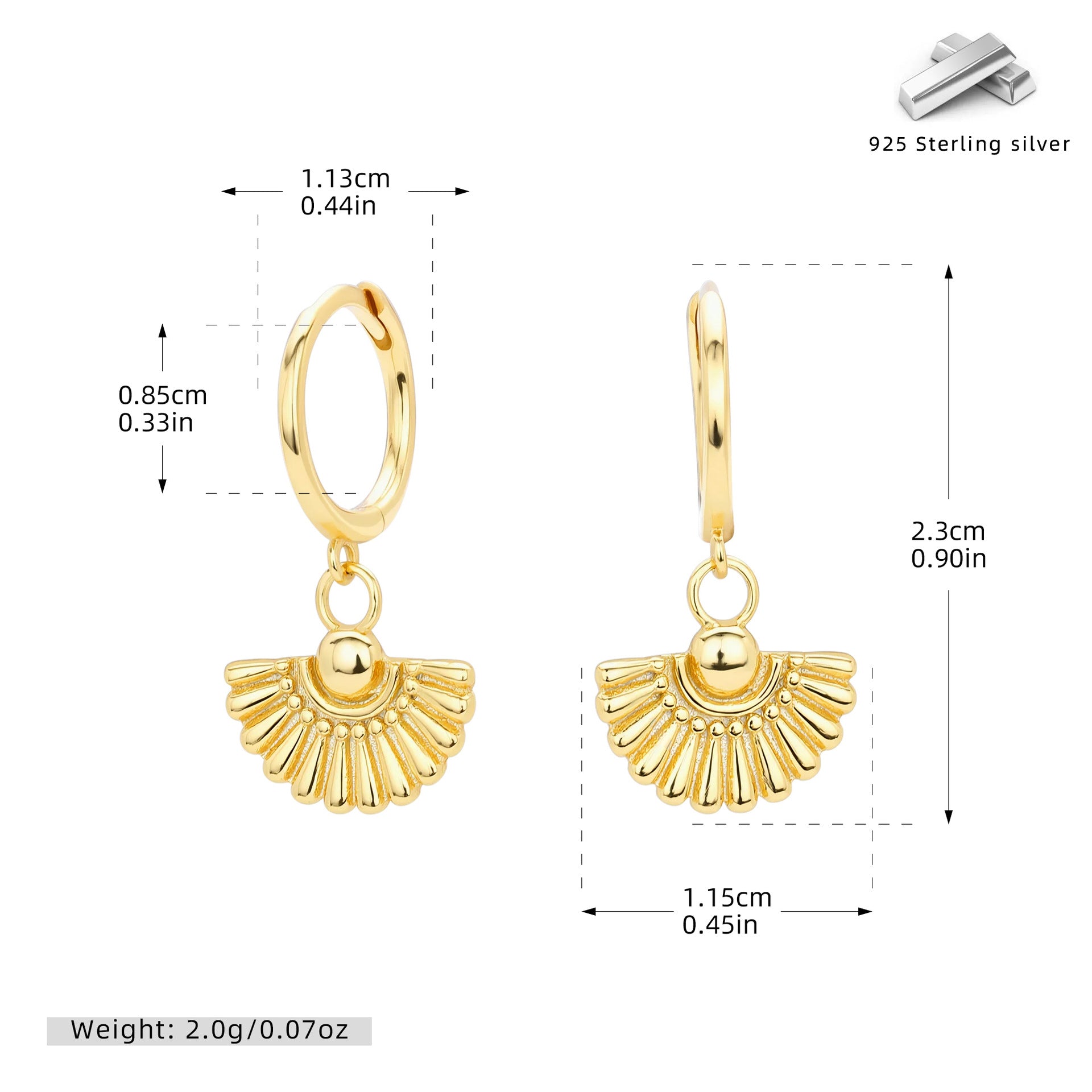 Damen Ohrhänger mit kunstvollem Fächerdesign aus 925 Sterling Silber Shop Nory