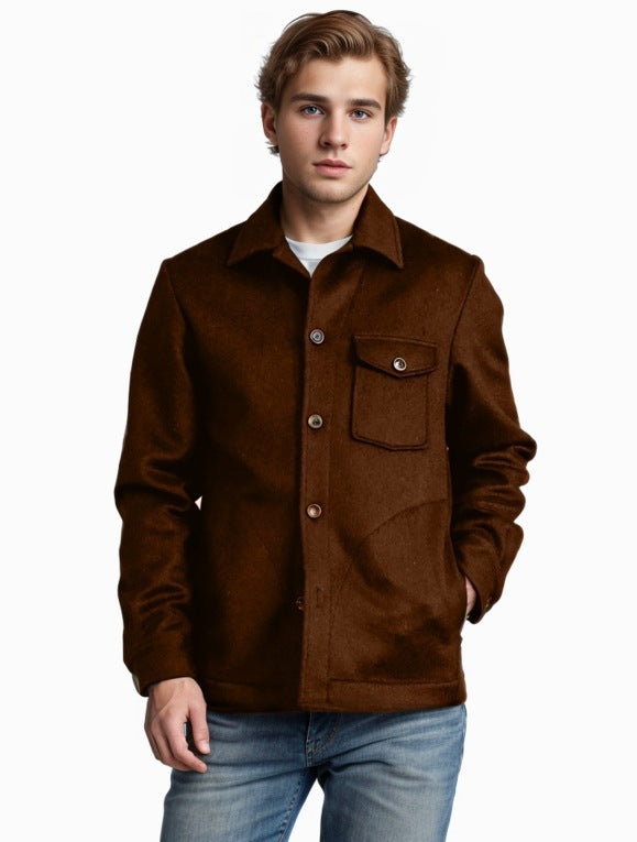 Herren Wollmix-Workerjacke mit Brusttasche und Hemdkragen Shop Nory