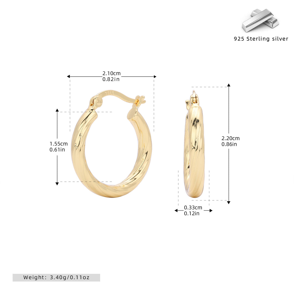 Damen Creolen mit elegantem geschwungenem Design aus hochwertigem 925 Sterling Silber Shop Nory