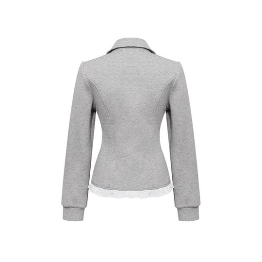Damen Taillierte Sweatjacke im Peplum‑Stil mit Doppelreihe und Volantbesatz Shop Nory