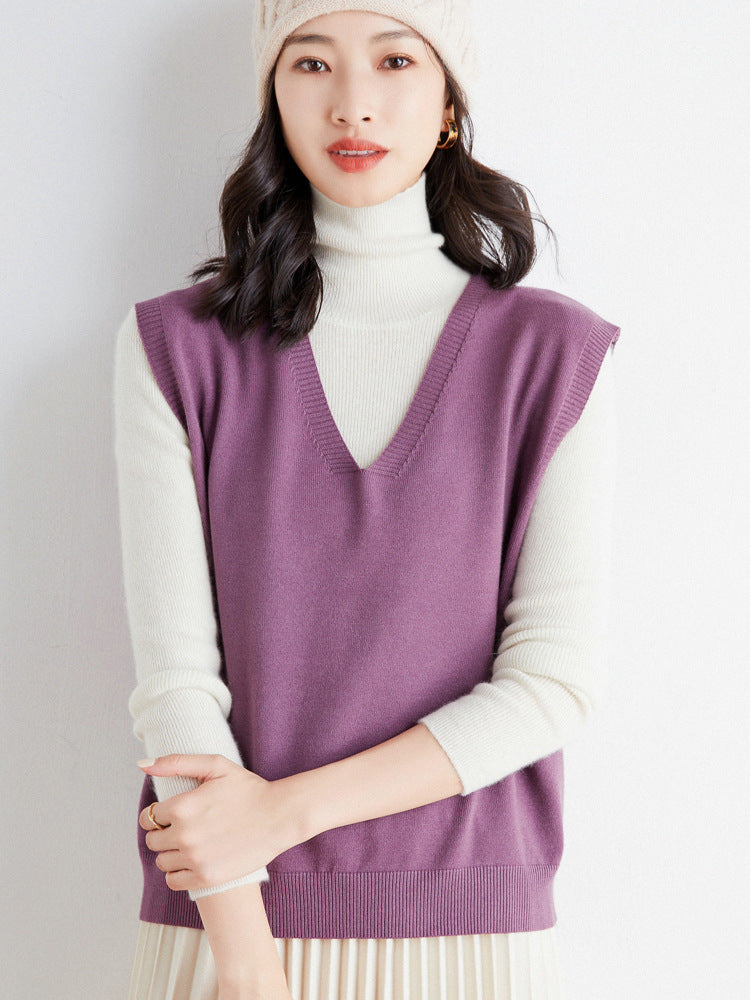 Damen Oversize V-Ausschnitt Feinstrickweste mit Rippenbund Shop Nory