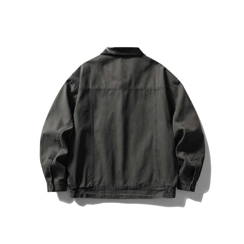 Unisex Kastenförmige Overshirt‑Jacke aus Baumwoll‑Canvas mit Cordkragen, Druckknopfleiste und elastischem Saum Shop Nory