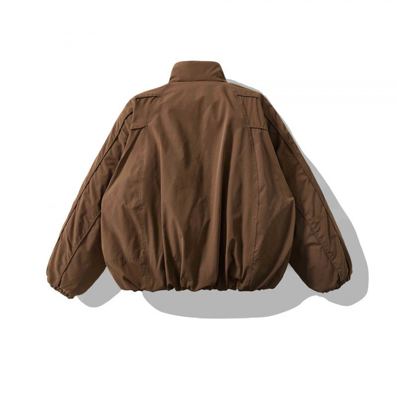 Unisex Weitgeschnittene wattierte Kurzjacke mit hohem Stehkragen und Elastiksäumen Shop Nory