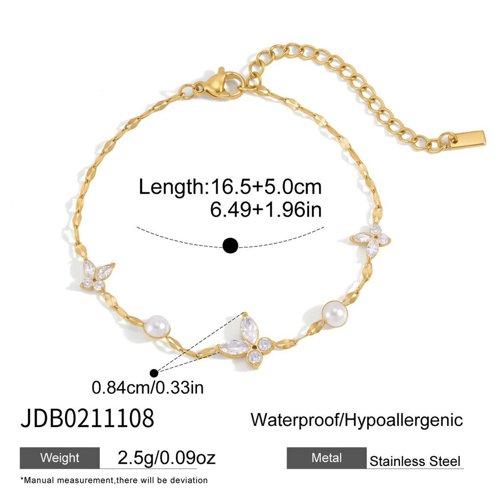 Damen Armband mit eleganten Perlen- und Kristallakzenten Shop Nory