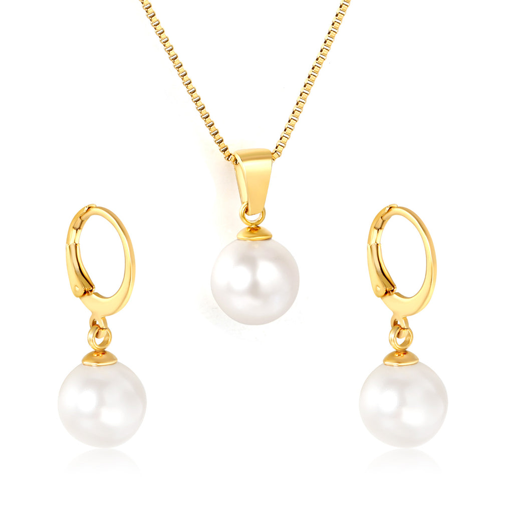 Damen Schmuckset aus hochwertigem Edelstahl mit eleganten Perlenanhängern Shop Nory