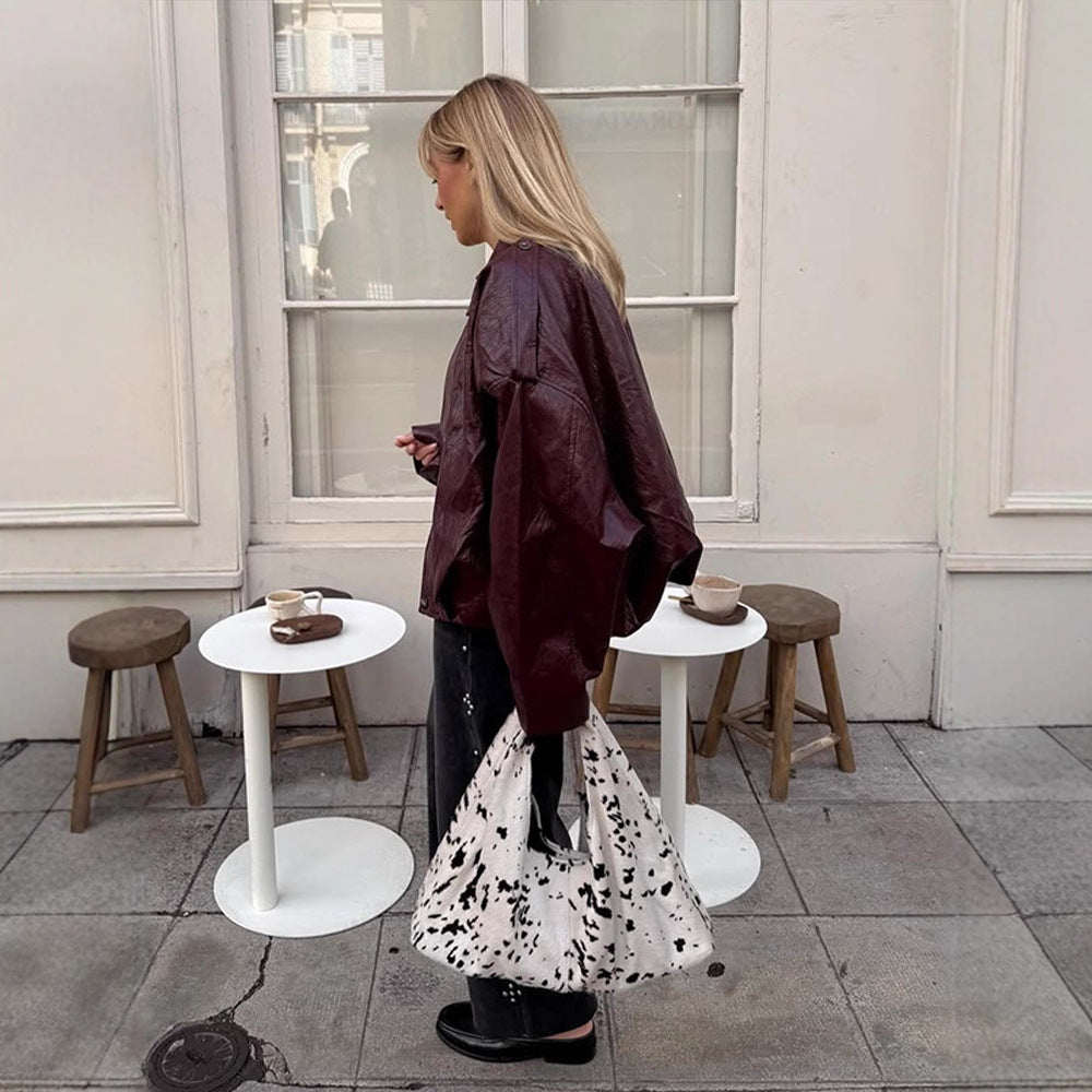 Damen Kurzblouson in glänzender Lackoptik mit Boxy‑Silhouette und überschnittenen Schultern Shop Nory