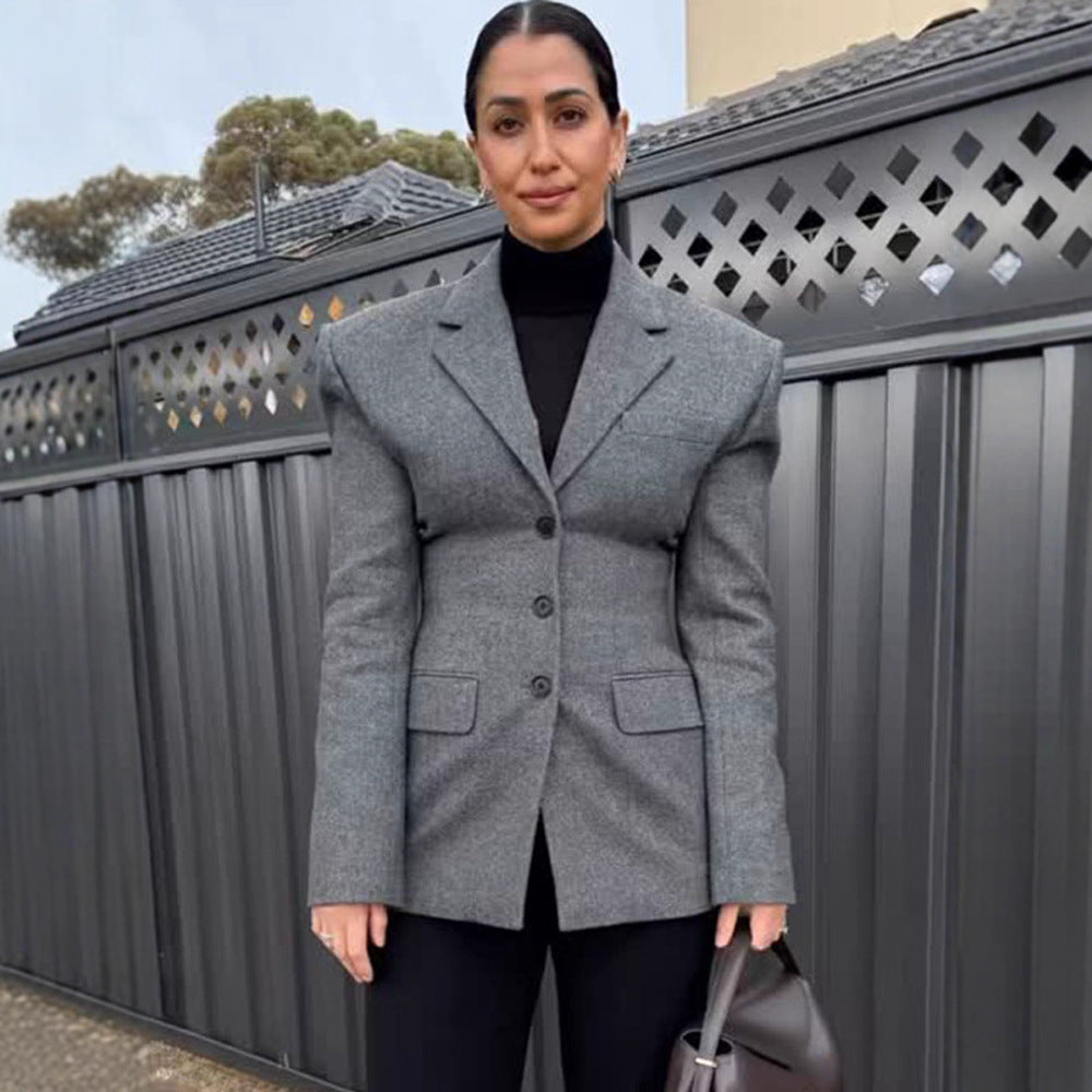 Damen Tailliertes Blazer-Minikleid mit skulpturierter Schulter und Pattentaschen Shop Nory