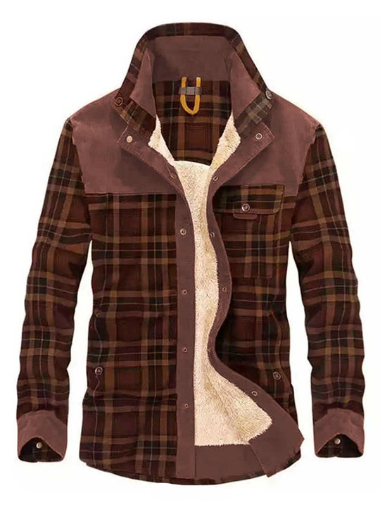 Herren Karo-Hemdjacke mit Teddyfutter und Wildlederimitat-Besatz Shop Nory