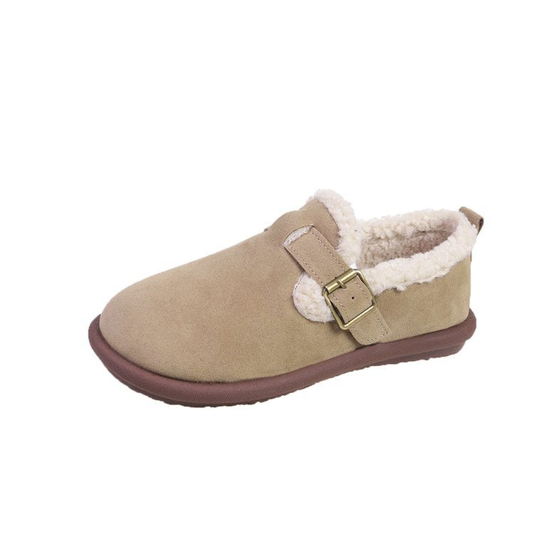 Damen Gefütterte Wildleder‑Optik Hausschuhe-Mules mit Teddyfutter und verstellbarem Riemen Shop Nory