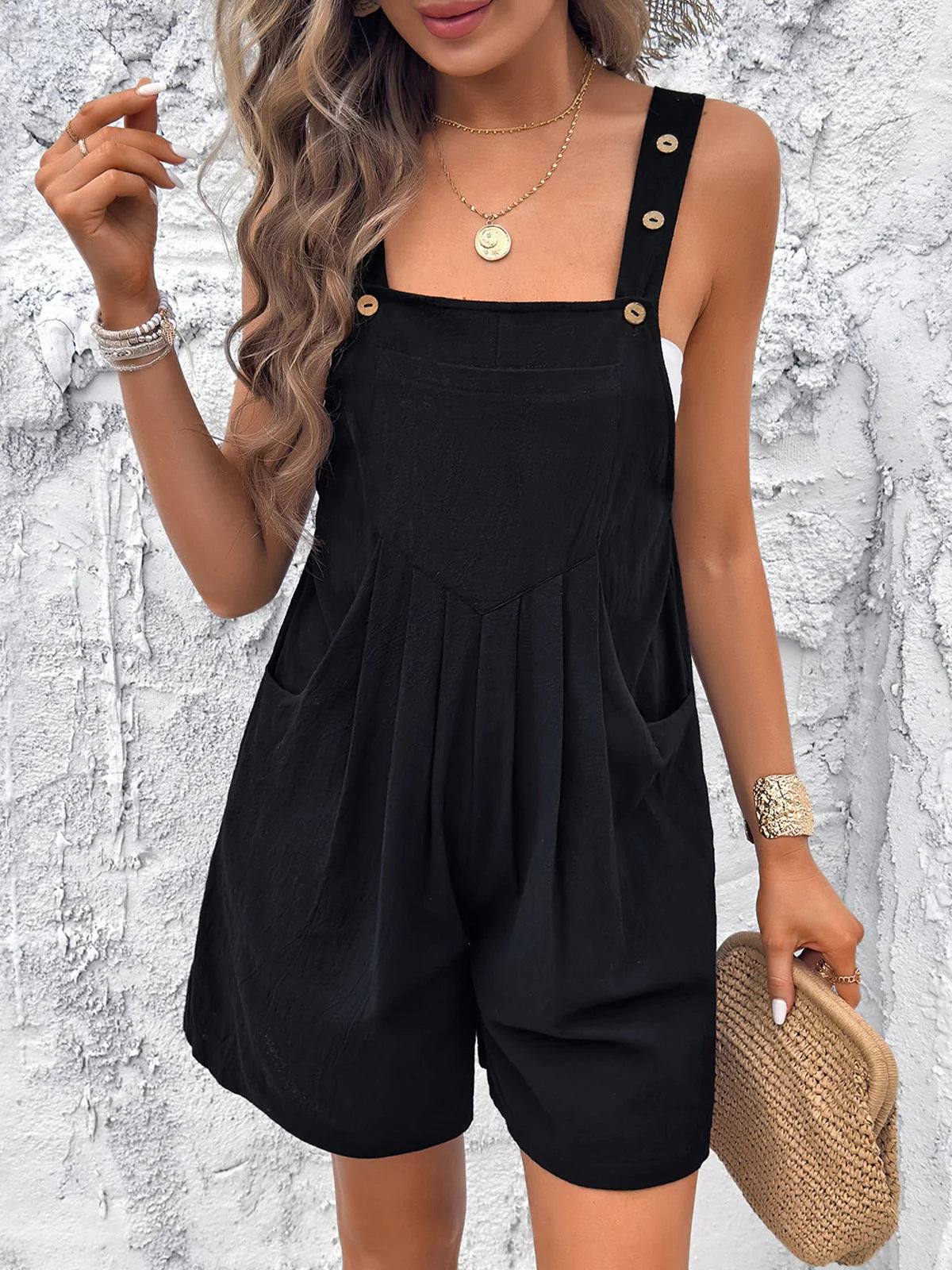Damen Overall mit Taschen und Knopfdetails