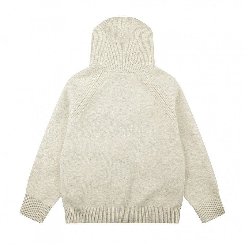 Unisex Weitgeschnittener Kapuzenstrickcardigan mit durchgehendem Reißverschluss und Raglanärmeln Shop Nory