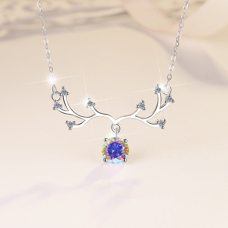Damen filigrane Halskette mit elegantem Astdesign und funkelndem Kristallanhänger Shop Nory
