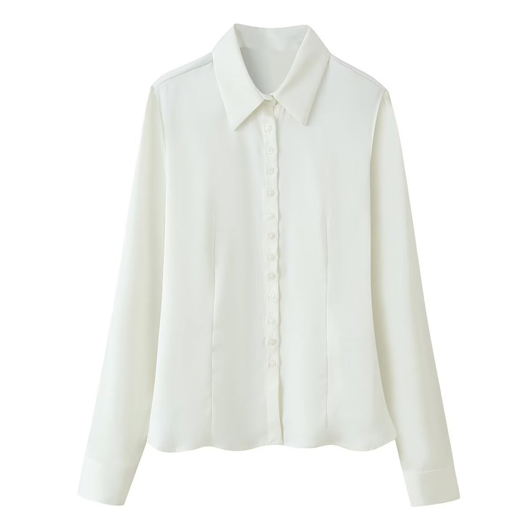 Damen Leichte Bluse aus fließendem Crêpe mit klassischem Hemdkragen, durchgehender Knopfleiste und taillierenden Abnähern Shop Nory